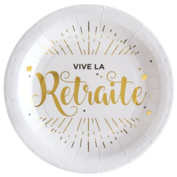 Lot De 10 Assiettes Vive La Retraite 23 Cm grossiste 1