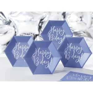 Lot De 6 Assiettes Carton Bleu Happy Birthday Iridescent 20 Cm grossiste 6