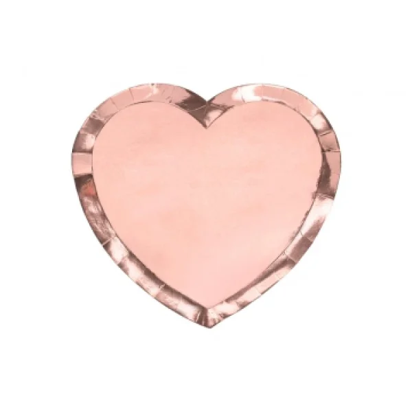 haute qualité Lot De 6 Assiettes En Carton Rose Gold Forme Coeur 21 Cm 1