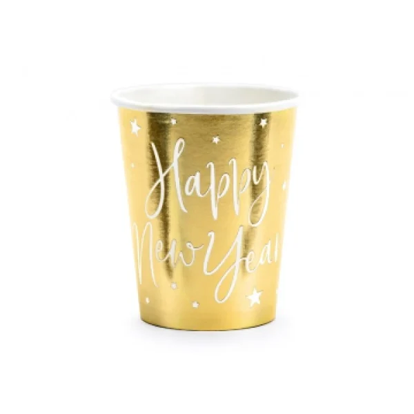 Lot De 6 Gobelets Carton Or Happy New Year 22 Cl comparez les prix 1