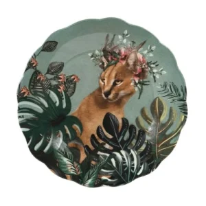 Boutique officielle Maisons Du Monde Assiette à Dessert En Faïence Multicolore Motif Tropical Et Lynx – Lot De 6 7