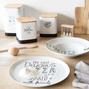 Maisons Du Monde Assiette à Pizza En Porcelaine Blanche Imprimée – Lot De 6 magasin paris 9