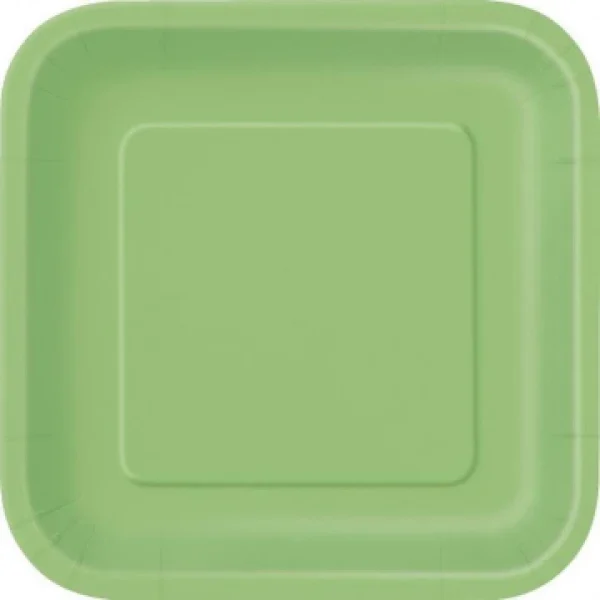 Meilleur Prix Garanti Lot De 14 Assiettes Réutilisables Carrées Vert Anis 21,5 Cm 3