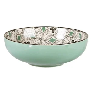 boutique paris Maisons Du Monde Assiette Creuse En Grès Motifs Graphiques Bleu Gris, Verts Et Blancs – Lot De 2 8