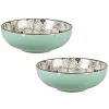 boutique paris Maisons Du Monde Assiette Creuse En Grès Motifs Graphiques Bleu Gris, Verts Et Blancs – Lot De 2 7