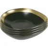 Promotio de vente Kare Design Assiette Creuse En Grès Vert Foncé Et Doré D19 – Lot De 4 10