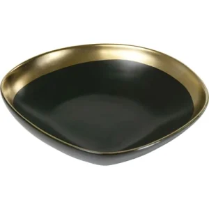 Promotio de vente Kare Design Assiette Creuse En Grès Vert Foncé Et Doré D19 – Lot De 4 11