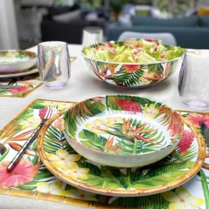 Les Jardins De La Comtesse Assiette Creuse En Mélamine Décoré Par Des Fleurs Exotiques Pas Cher Magasin Soldes 7