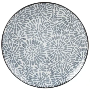 Maisons Du Monde Assiette Plate En Grès Blanc Motifs Graphiques Bleus – Lot De 4 économies garanties 10