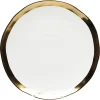 beauté Kare Design Assiette Plate En Porcelaine Blanche Et Dorée D25 8