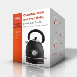 LIVOO Bouilloire Rétro Avec Thermomètre En Acier Inoxydable Noir Prix très abordable 16