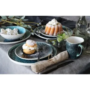 Kare Design Lot 4 Mugs, 4 Assiettes Creuses, 4 Assiettes Plates En Grès Bleu vente chaude 13