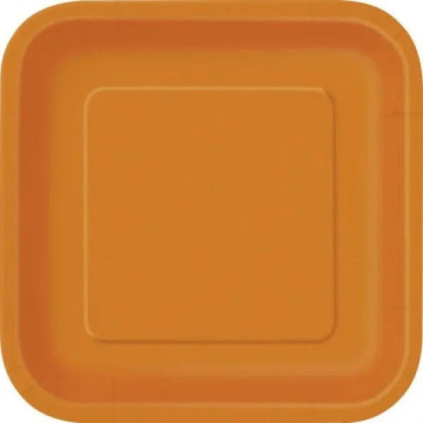 Distributeur Officiel Lot De 10 Assiettes Carrée En Carton Orange 1