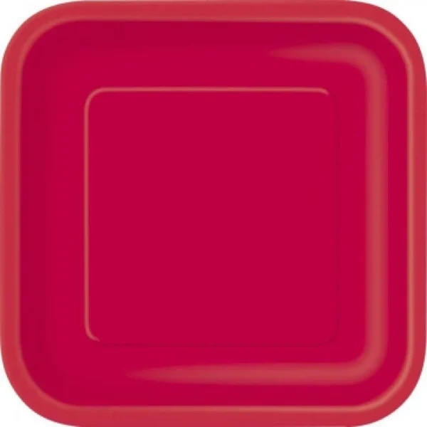 Lot De 10 Assiettes Carrée En Carton Rouge en ligne 1