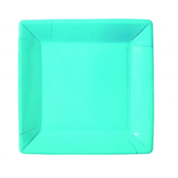 grossiste Lot De 10 Assiettes Carrée En Carton Turquoise 1