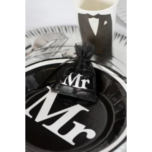 garantis authentique Lot De 10 Assiettes Carton Mr & Mrs Noires D 22,5 Cm 6