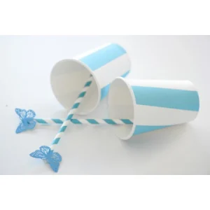 Lot De 10 Gobelets En Carton Turquoise à Rayures Blanches 9,7 X 7,5 Cm Service Clients Dédié 7