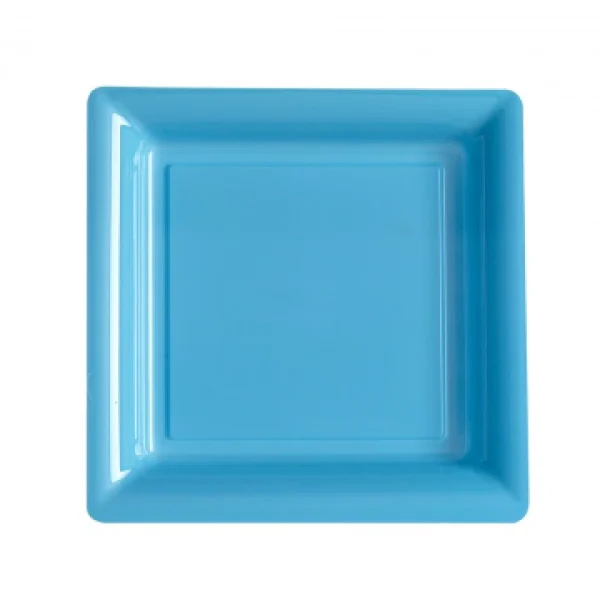 Lot De 12 Assiettes Carrées Jetables Bleu Ciel GM pas cher 1