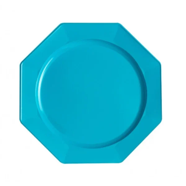 authentiques Lot De 12 Assiettes Octogonales Jetables Turquoise MM 1