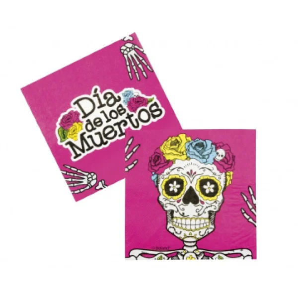 Lot De 12 Serviettes Jetables Day Of The Dead Halloween 33 X 33 Cm Large choix en ligne 1