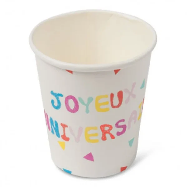 remise en ligne Lot De 20 Gobelets Jetables Joyeux Anniversaire Tutti Frutti En Carton 200ml 1