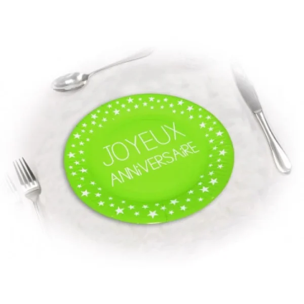 exclusivement disponibles Lot De 6 Assiettes Anniversaire Vert Excellence D 18 Cm 1