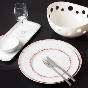 Nouveau Table Passion Lot De 6 Assiettes Plate Gris 27 Cm En Porcelaine Blanc 9