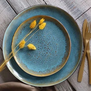 vente en ligne OGO Living Lot De 6 Assiettes Plates En Grès Bleu 27,5cm 14