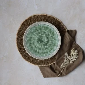 vente luxe pas cher Novastyl Lot De 6 Assiettes Plates En Porcelaine émaillée Verte D27cm 12