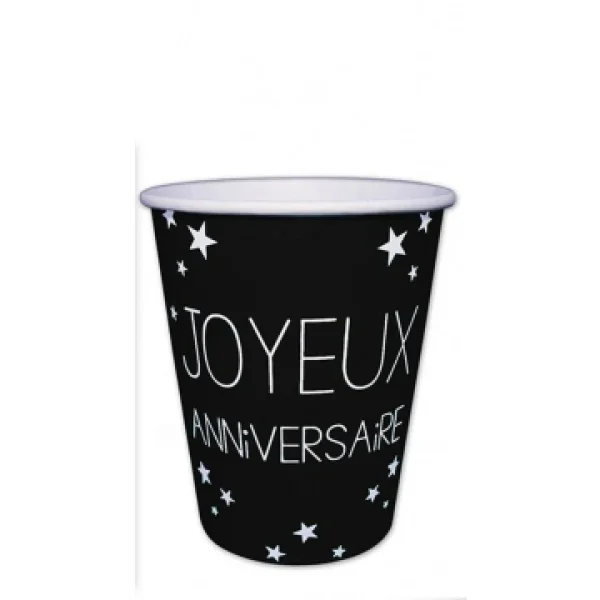 boutique en ligne france Lot De 6 Gobelets Jetables Anniversaire Noir Pur 25 Cl 1