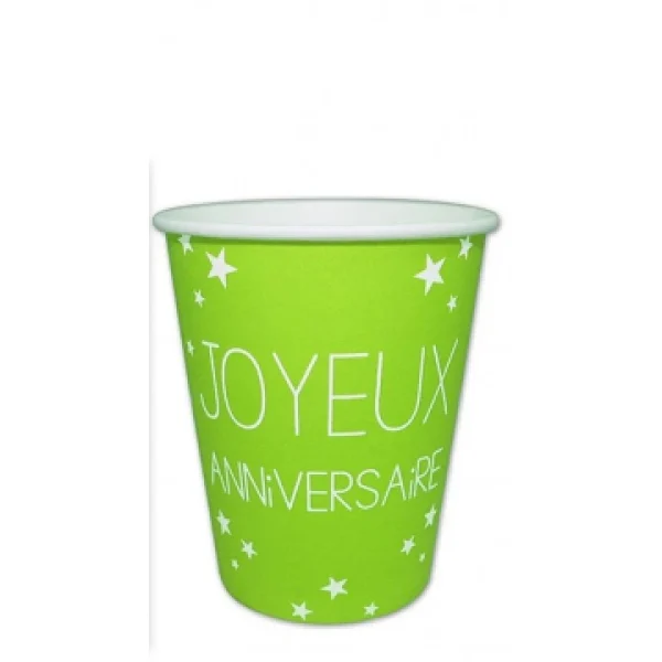 exclusivement disponibles Lot De 6 Gobelets Jetables Anniversaire Vert Excellence 25 Cl 1