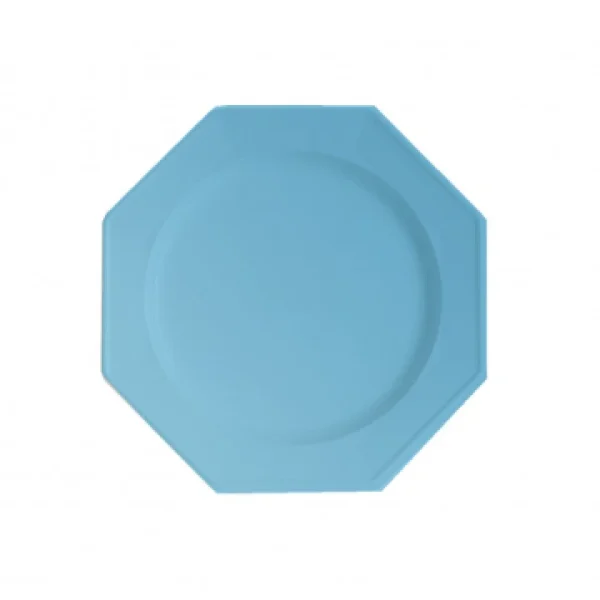 Lot De 8 Assiettes à Dessert Plastiques Réutilisables Octogonales Bleu Ciel 16,5 Cm ultratendance 1