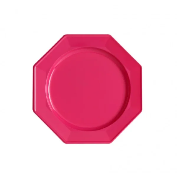 Lot De 8 Assiettes à Dessert Plastiques Réutilisables Octogonales Fuschia 16,5 Cm outlet soldes 1