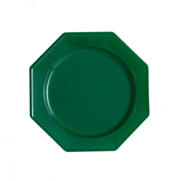 belle Lot De 8 Assiettes à Dessert Plastiques Réutilisables Octogonales Vert Sapin 16,5 Cm 1