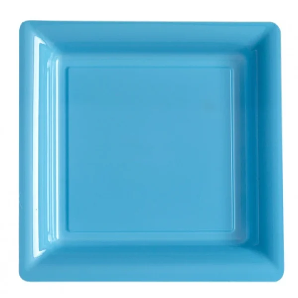 online boutique Lot De 8 Assiettes Plastiques Réutilisables Carrées Bleu Ciel 30,5 Cm 1