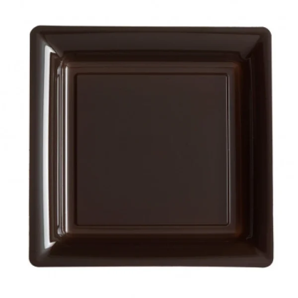 soldes pas cher Lot De 8 Assiettes Réutilisables Carrées Chocolat 21,5 Cm 1