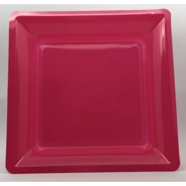 Lot De 8 Assiettes Plastiques Réutilisables Carrées Fuschia 30,5 Cm mode tendance 1