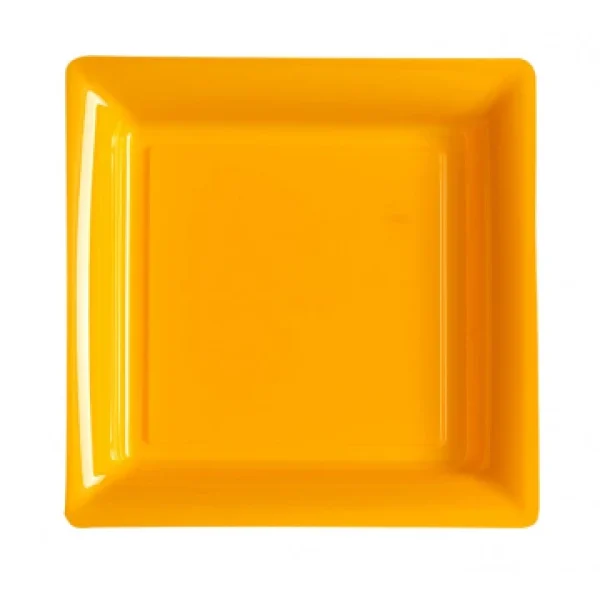 magasin france Lot De 8 Assiettes Réutilisables Carrées Orange 21,5 Cm 1