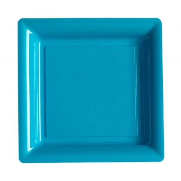 excellent qulity Lot De 8 Assiettes Réutilisables Carrées Turquoise 21,5 Cm 1