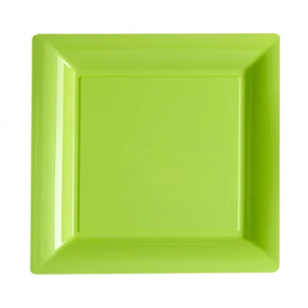 Meilleur Prix Garanti Lot De 14 Assiettes Réutilisables Carrées Vert Anis 21,5 Cm 1