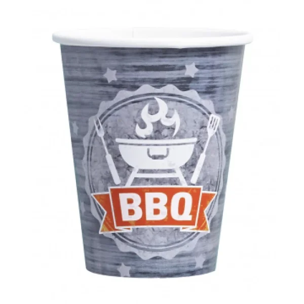 Lot De 8 Gobelets Jetables En Carton BBQ Party 26 Cl à prix promos 1