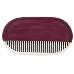 magasin Maisons Du Monde Plat En Grès Violet, Blanc Et Noir 6