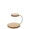 grande promotion LANADECO Plateau 2 Niveaux Rond Bois De Paulownia Naturel 8