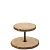 mode tendance LANADECO Plateau 2 Niveaux Rond Bois De Paulownia Naturel H29,5cm 5