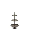 LANADECO Plateau Sur Pied 3 Niveaux Rond Alu Gris H98,5cm achat pas cher 5