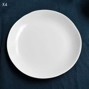 Maison Tilleul Set De 4 Assiettes Plates Céramique Blanc a Prix Discount 9