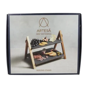 Artesa Support De Service 2 Niveaux Bois Et Ardoise Noir & Marron acheter en ligne 12