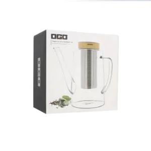 OGO Living Théière En Verre Borosilicate Et Couvercle En Bois 1,2L magasins pas chers 10