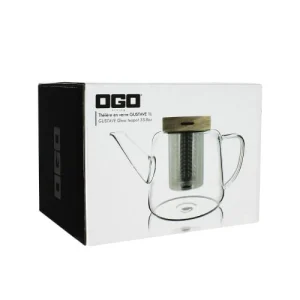 shopping pas cher OGO Living Théière En Verre Borosilicate Et Couvercle En Bois 1L 10