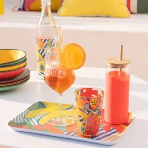 Neuve avec étiquette Maisons Du Monde Verre à Spritz En Verre Imprimé Orange – Lot De 6 13